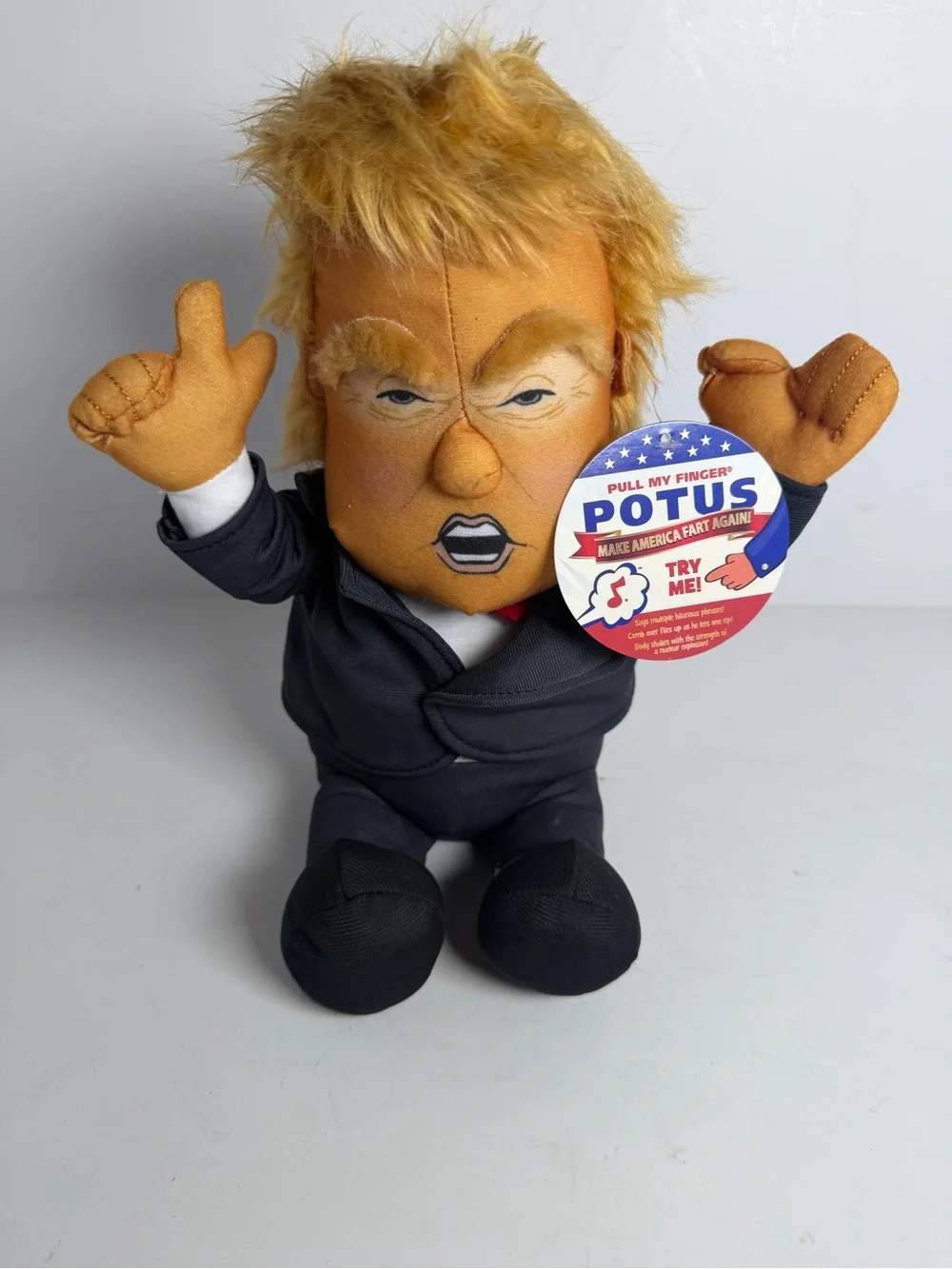 Pull My Finger POTUS Donald Trump Plush Farting Animated Doll NWT